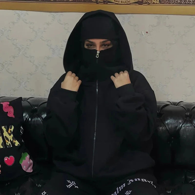 Harajuku double hooded sweatshirt